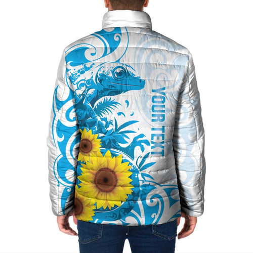 New Zealand Autism Awareness Month Padded Jacket Takiwatanga Maori Lizard With Sunflower - Aussie Hoodie