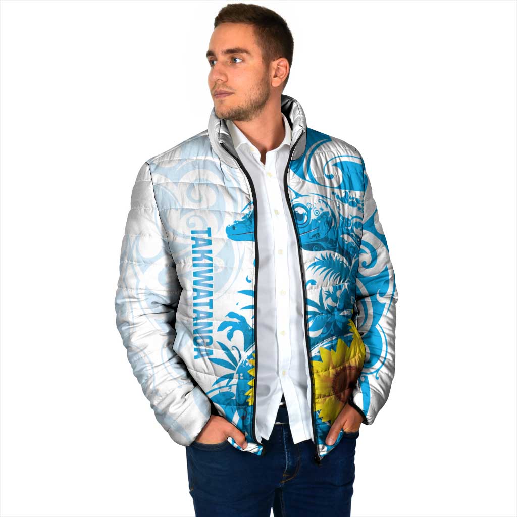 New Zealand Autism Awareness Month Padded Jacket Takiwatanga Maori Lizard With Sunflower - Aussie Hoodie