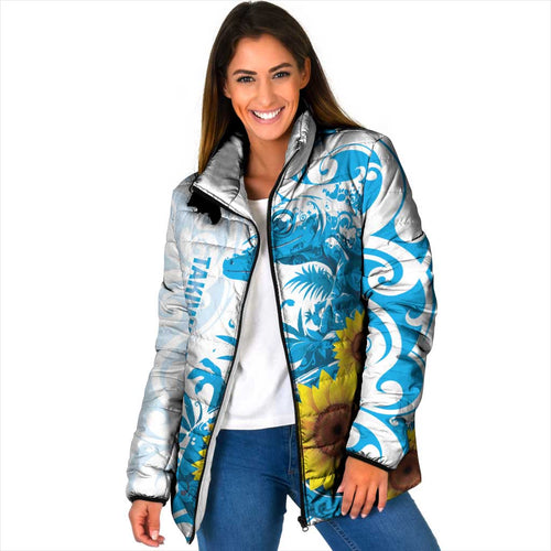 New Zealand Autism Awareness Month Padded Jacket Takiwatanga Maori Lizard With Sunflower - Aussie Hoodie