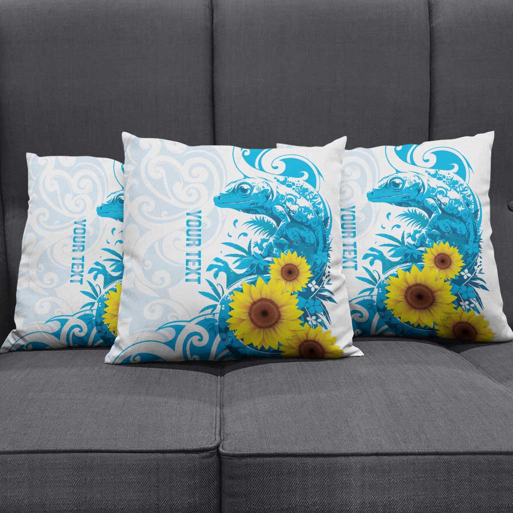 New Zealand Autism Awareness Month Pillow Cover Takiwatanga Maori Lizard With Sunflower - Aussie Hoodie