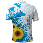 New Zealand Autism Awareness Month Polo Shirt Takiwatanga Maori Lizard With Sunflower