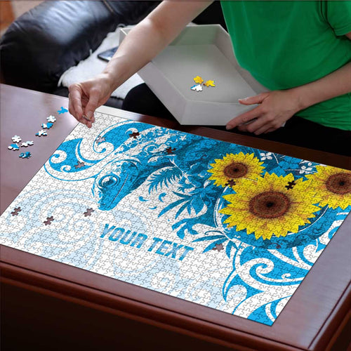 New Zealand Autism Awareness Month Puzzle Takiwatanga Maori Lizard With Sunflower - Aussie Hoodie