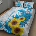 New Zealand Autism Awareness Month Quilt Bed Set Takiwatanga Maori Lizard With Sunflower