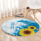 New Zealand Autism Awareness Month Round Carpet Takiwatanga Maori Lizard With Sunflower