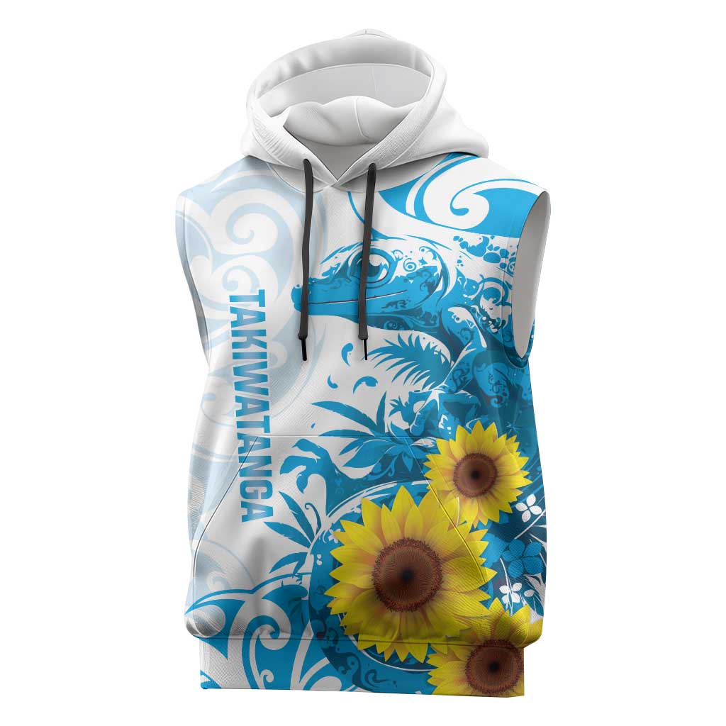 New Zealand Autism Awareness Month Sleeveless Hoodie Takiwatanga Maori Lizard With Sunflower - Aussie Hoodie