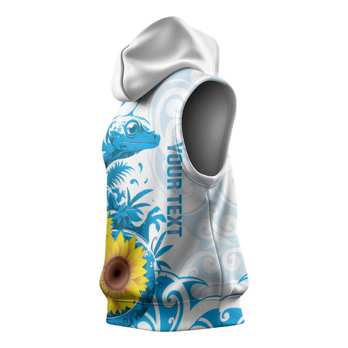 New Zealand Autism Awareness Month Sleeveless Hoodie Takiwatanga Maori Lizard With Sunflower - Aussie Hoodie