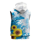 New Zealand Autism Awareness Month Sleeveless Zip Hoodie Takiwatanga Maori Lizard With Sunflower LT14