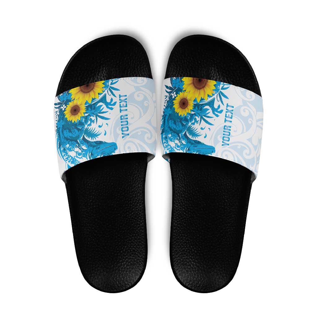 New Zealand Autism Awareness Month Slide Sandals Takiwatanga Maori Lizard With Sunflower - Aussie Hoodie