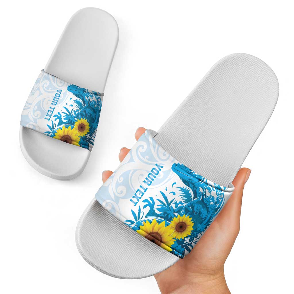 New Zealand Autism Awareness Month Slide Sandals Takiwatanga Maori Lizard With Sunflower - Aussie Hoodie