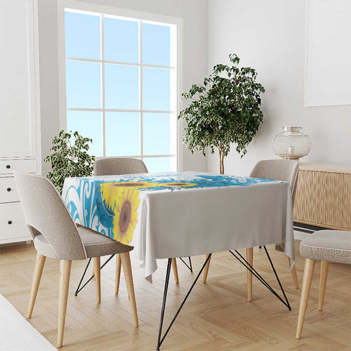 New Zealand Autism Awareness Month Tablecloth Takiwatanga Maori Lizard With Sunflower