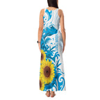 New Zealand Autism Awareness Month Tank Maxi Dress Takiwatanga Maori Lizard With Sunflower