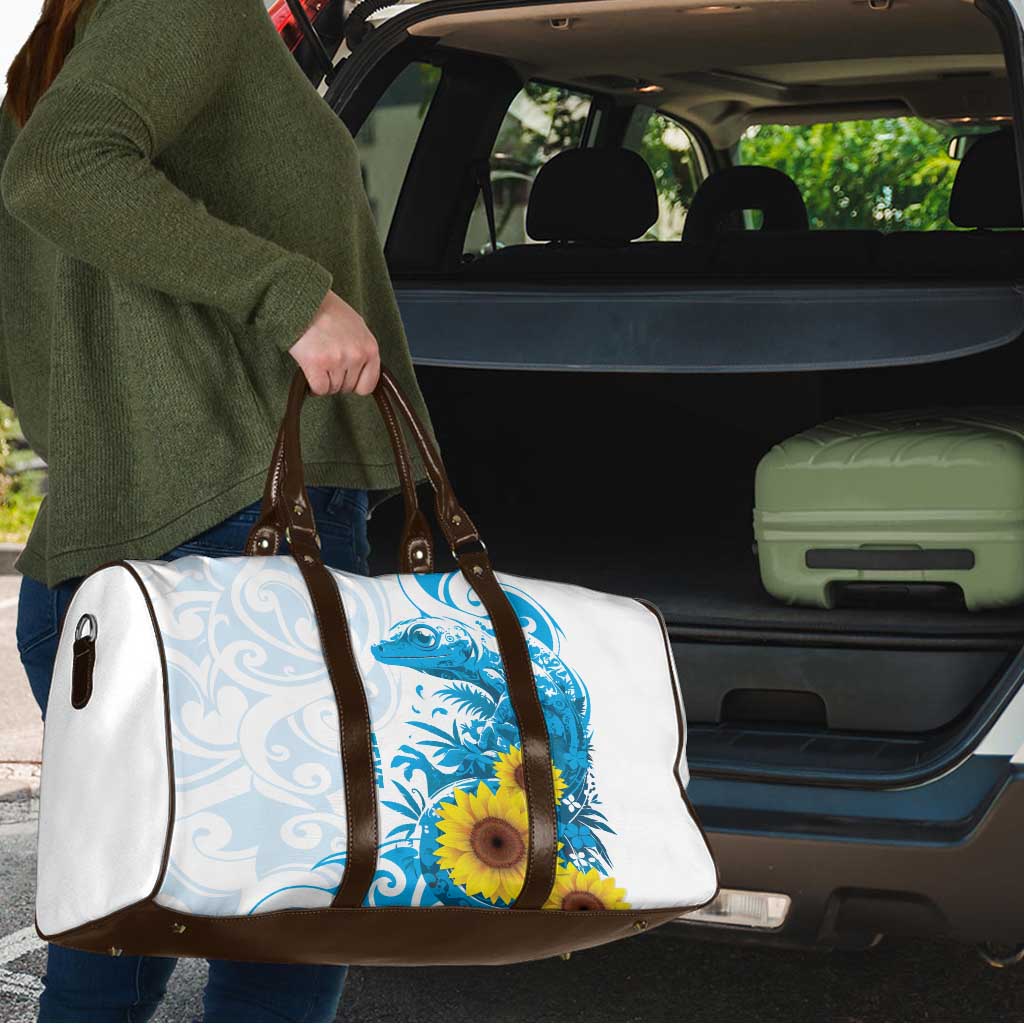 New Zealand Autism Awareness Month Travel Bag Takiwatanga Maori Lizard With Sunflower - Aussie Hoodie