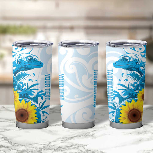 New Zealand Autism Awareness Month Tumbler Cup Takiwatanga Maori Lizard With Sunflower