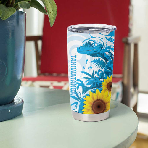 New Zealand Autism Awareness Month Tumbler Cup Takiwatanga Maori Lizard With Sunflower