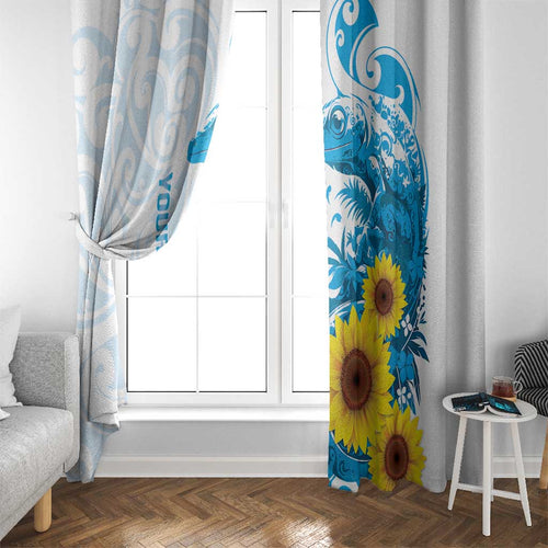 New Zealand Autism Awareness Month Window Curtain Takiwatanga Maori Lizard With Sunflower