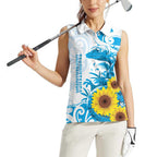 New Zealand Autism Awareness Month Women Sleeveless Polo Shirt Takiwatanga Maori Lizard With Sunflower