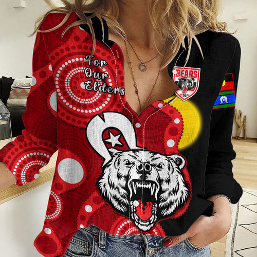 North Sydney Rugby NAIDOC Women Casual Shirt Bears Indigenous For Our Elders LT14