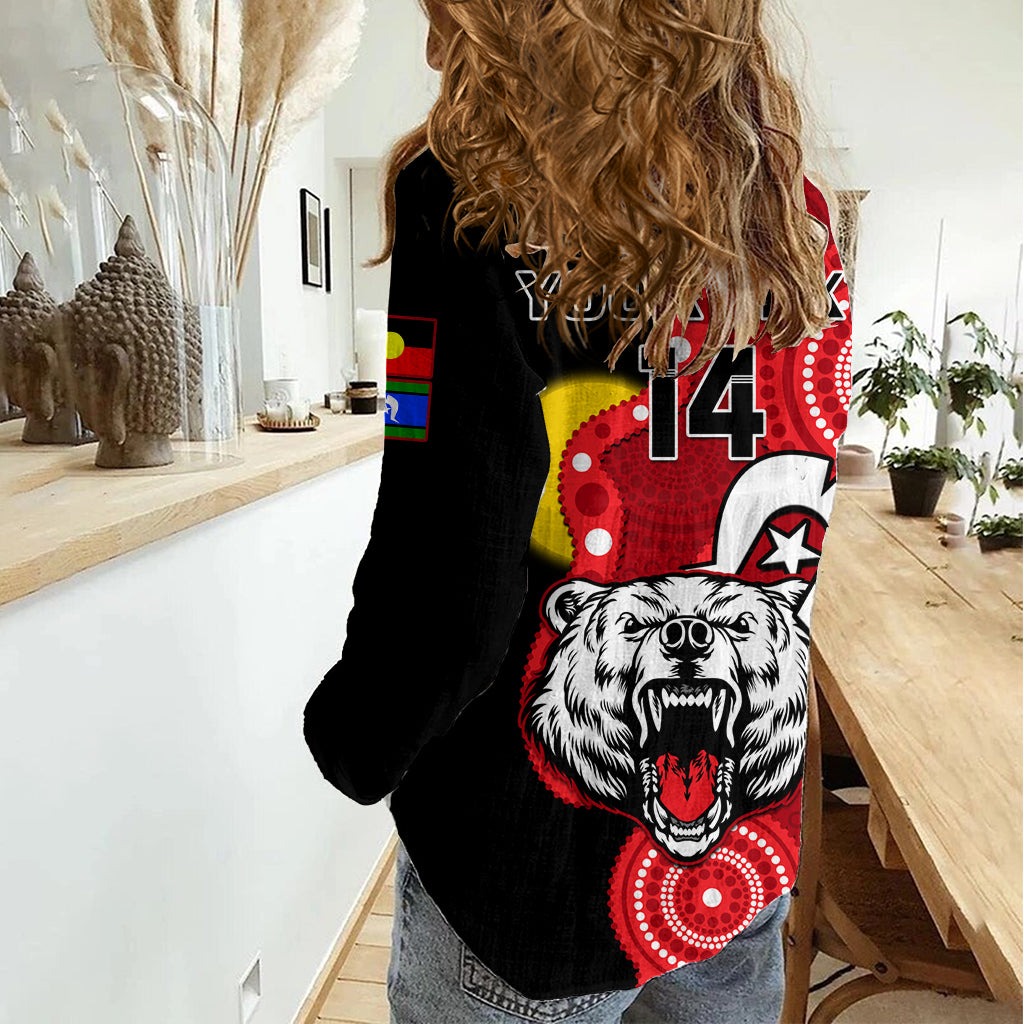 (Custom Text And Number) North Sydney Rugby NAIDOC Women Casual Shirt Bears Indigenous For Our Elders LT14