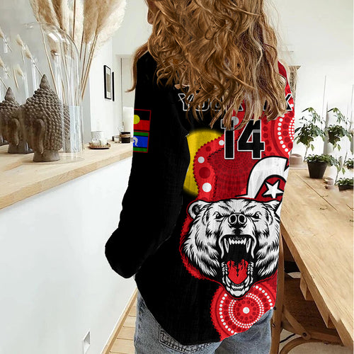 (Custom Text And Number) North Sydney Rugby NAIDOC Women Casual Shirt Bears Indigenous For Our Elders LT14