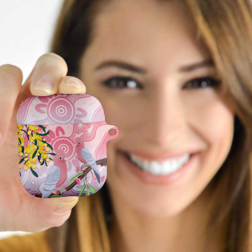 Australia Galah AirPods Case Gumblossoms Golden Wattle Aboriginal Art - Aussie Hoodie