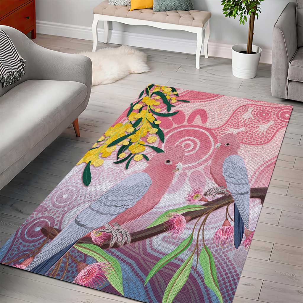 Australia Galah Area Rug Gumblossoms Golden Wattle Aboriginal Art