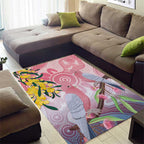 Australia Galah Area Rug Gumblossoms Golden Wattle Aboriginal Art