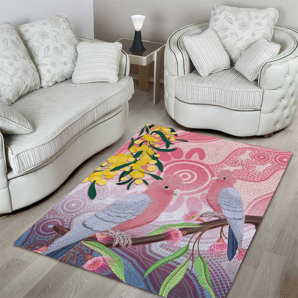 Australia Galah Area Rug Gumblossoms Golden Wattle Aboriginal Art