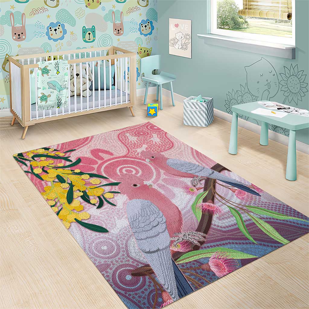 Australia Galah Area Rug Gumblossoms Golden Wattle Aboriginal Art