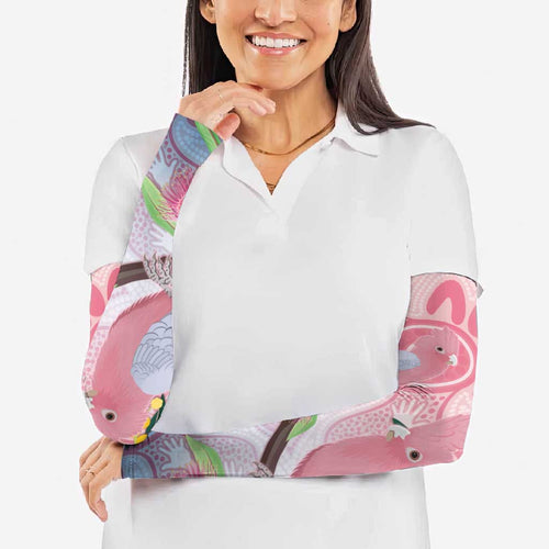 Australia Galah Arm Sleeves Gumblossoms Golden Wattle Aboriginal Art - Aussie Hoodie