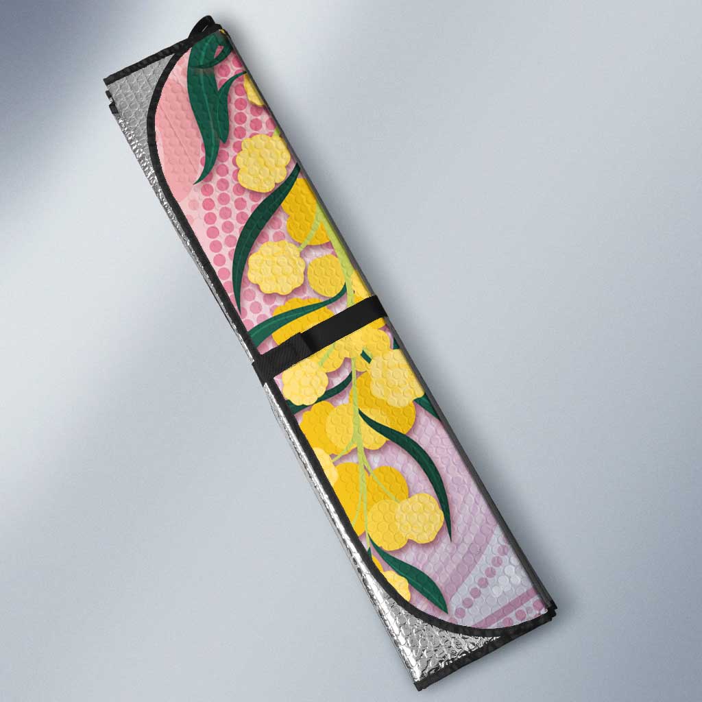 Australia Galah Auto Sun Shade Gumblossoms Golden Wattle Aboriginal Art - Aussie Hoodie