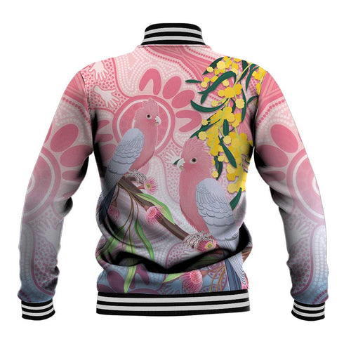 Australia Galah Baseball Jacket Gumblossoms Golden Wattle Aboriginal Art