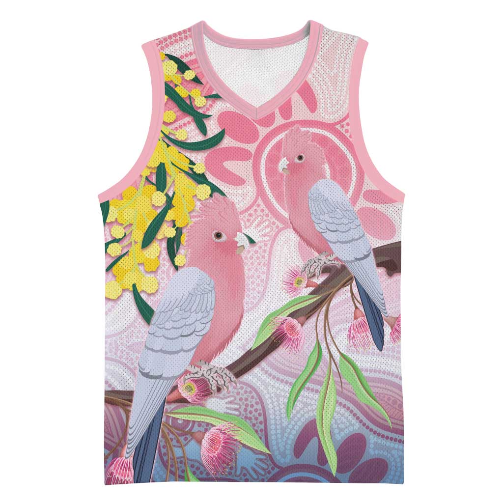 Australia Galah Basketball Jersey Gumblossoms Golden Wattle Aboriginal Art - Aussie Hoodie