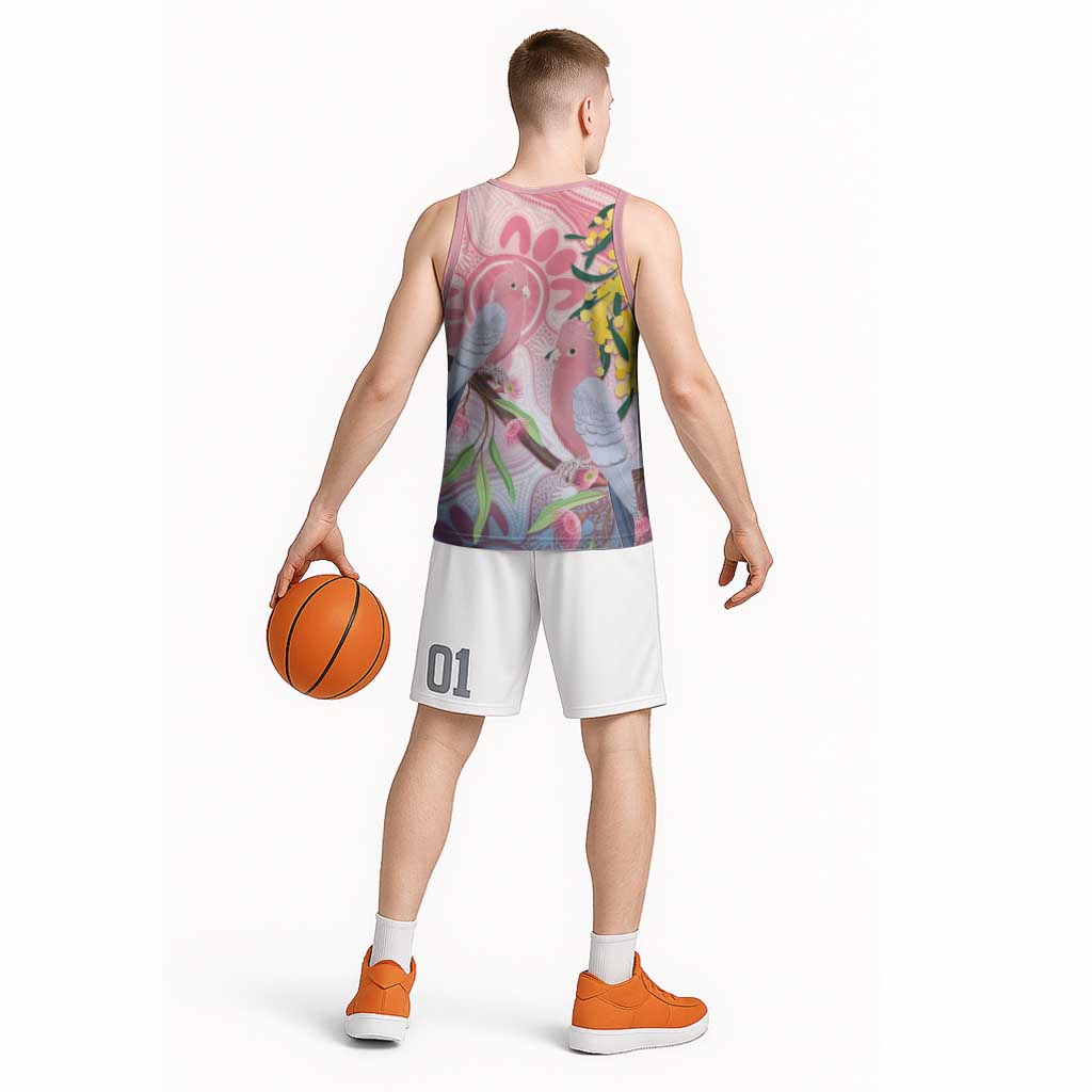 Australia Galah Basketball Jersey Gumblossoms Golden Wattle Aboriginal Art - Aussie Hoodie
