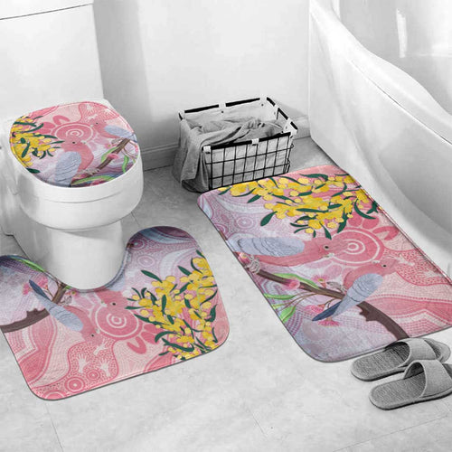 Australia Galah Bathroom Set Gumblossoms Golden Wattle Aboriginal Art - Aussie Hoodie