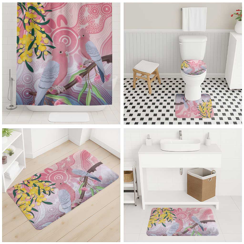 Australia Galah Bathroom Set Gumblossoms Golden Wattle Aboriginal Art - Aussie Hoodie