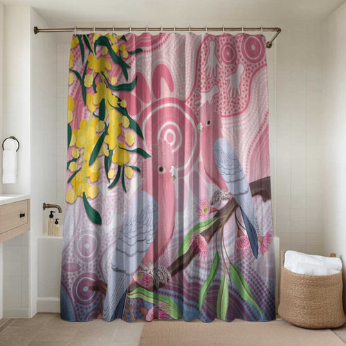 Australia Galah Bathroom Set Gumblossoms Golden Wattle Aboriginal Art - Aussie Hoodie