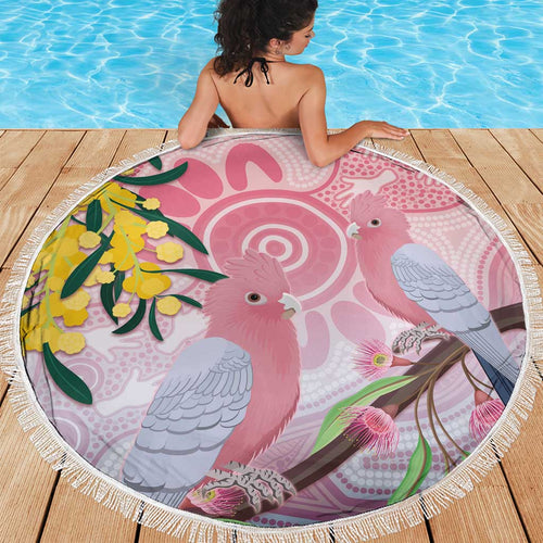 Australia Galah Beach Blanket Gumblossoms Golden Wattle Aboriginal Art