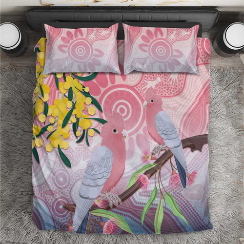 Australia Galah Bedding Set Gumblossoms Golden Wattle Aboriginal Art