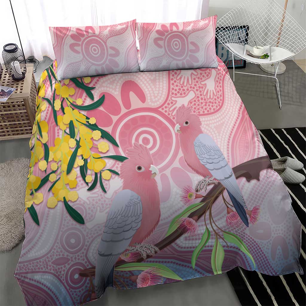 Australia Galah Bedding Set Gumblossoms Golden Wattle Aboriginal Art