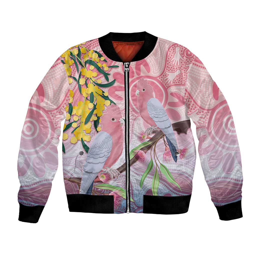 Australia Galah Bomber Jacket Gumblossoms Golden Wattle Aboriginal Art