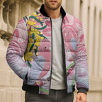 Australia Galah Bomber Puffer Jacket Gumblossoms Golden Wattle Aboriginal Art - Aussie Hoodie