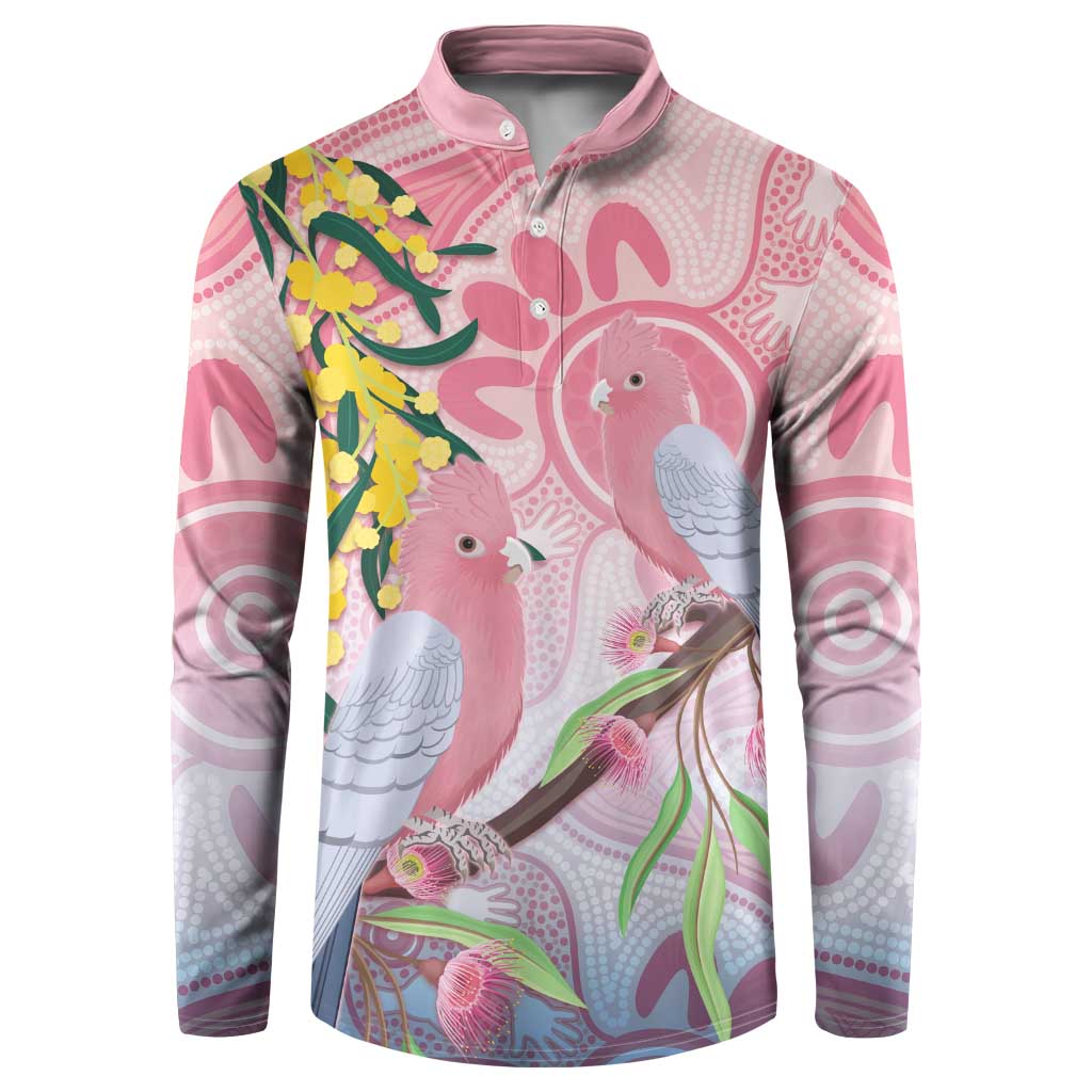 Australia Galah Button Sweatshirt Gumblossoms Golden Wattle Aboriginal Art