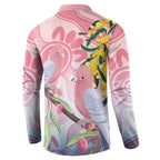 Australia Galah Button Sweatshirt Gumblossoms Golden Wattle Aboriginal Art