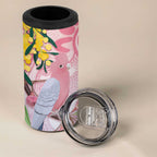Australia Galah 4 in 1 Can Cooler Tumbler Gumblossoms Golden Wattle Aboriginal Art