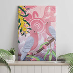 Australia Galah Canvas Wall Art Gumblossoms Golden Wattle Aboriginal Art