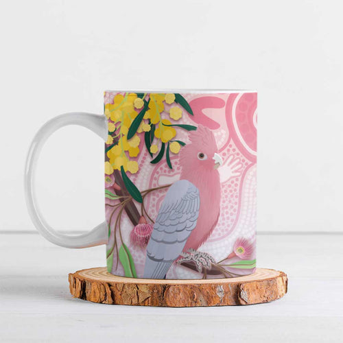 Australia Galah Ceramic Mug Gumblossoms Golden Wattle Aboriginal Art - Aussie Hoodie