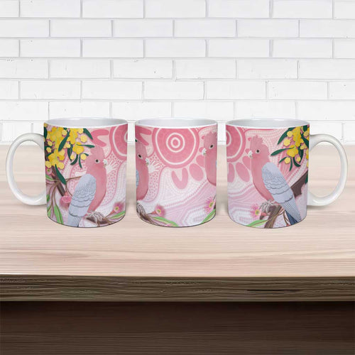 Australia Galah Ceramic Mug Gumblossoms Golden Wattle Aboriginal Art - Aussie Hoodie
