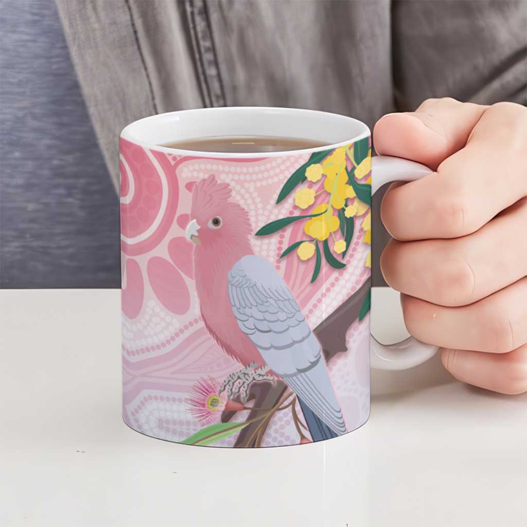 Australia Galah Ceramic Mug Gumblossoms Golden Wattle Aboriginal Art - Aussie Hoodie