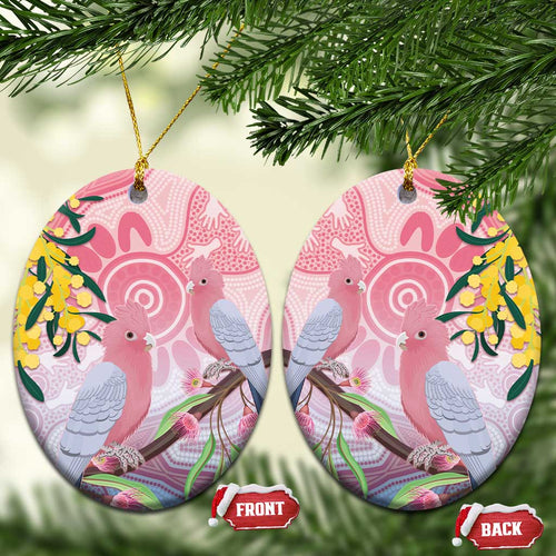 Australia Galah Ceramic Ornament Gumblossoms Golden Wattle Aboriginal Art - Aussie Hoodie