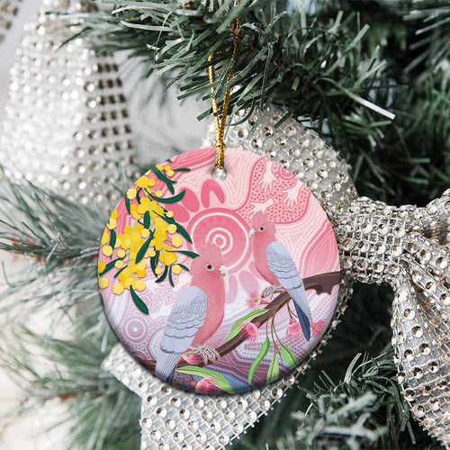 Australia Galah Ceramic Ornament Gumblossoms Golden Wattle Aboriginal Art - Aussie Hoodie